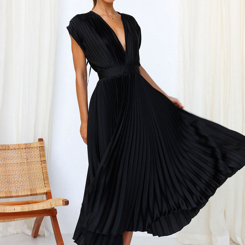 Robe élégante à col en V pour femmes | Midi