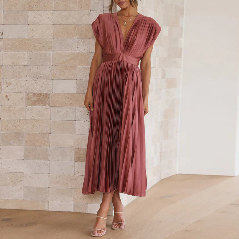 Robe élégante à col en V pour femmes | Midi