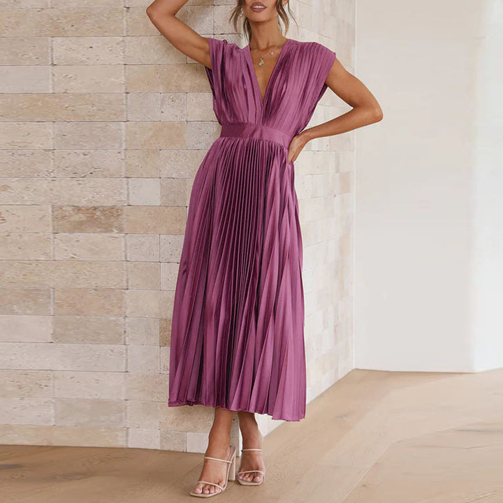 Robe élégante à col en V pour femmes | Midi
