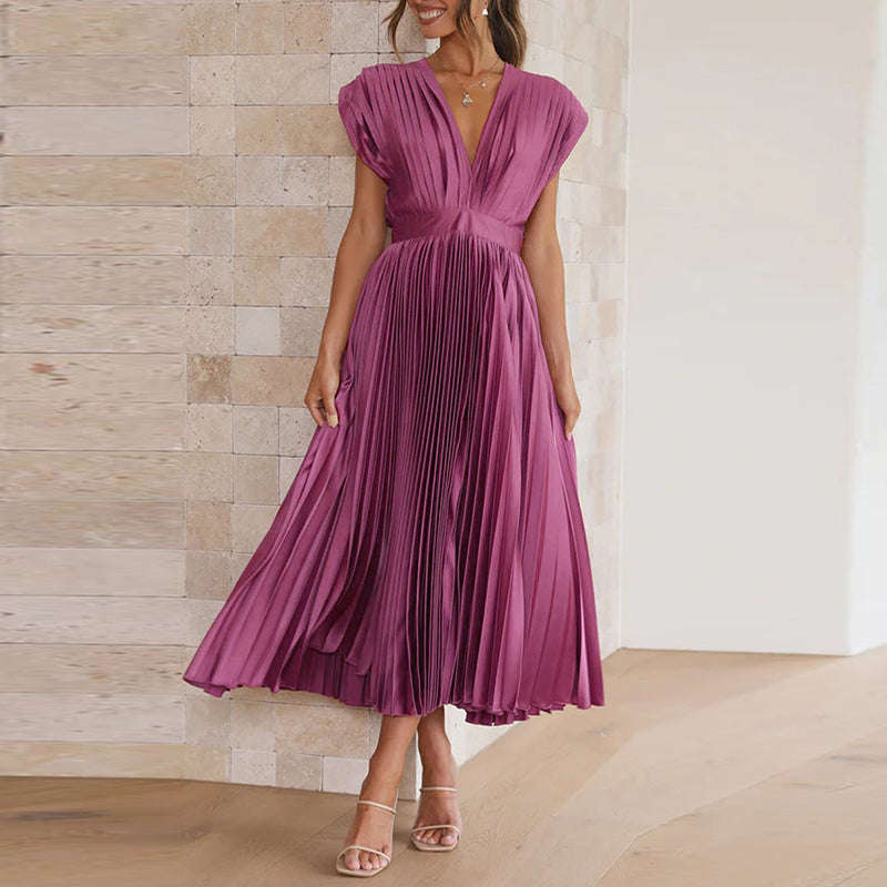 Robe élégante à col en V pour femmes | Midi