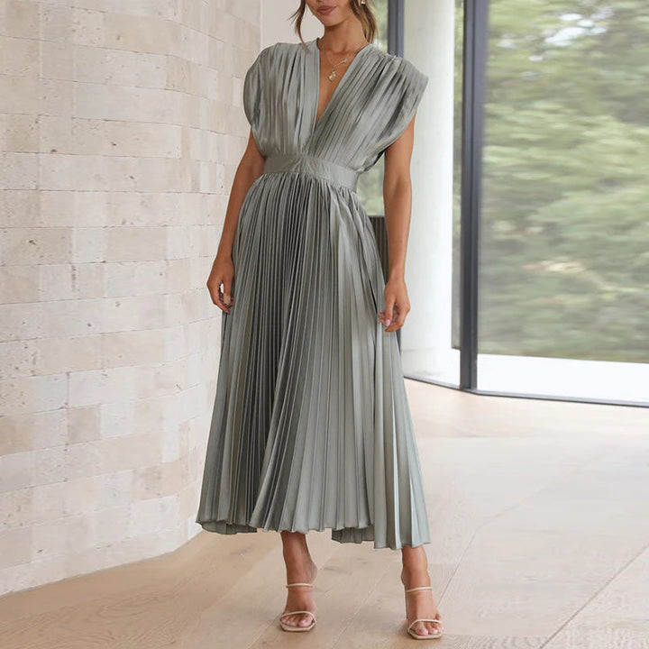 Robe élégante à col en V pour femmes | Midi