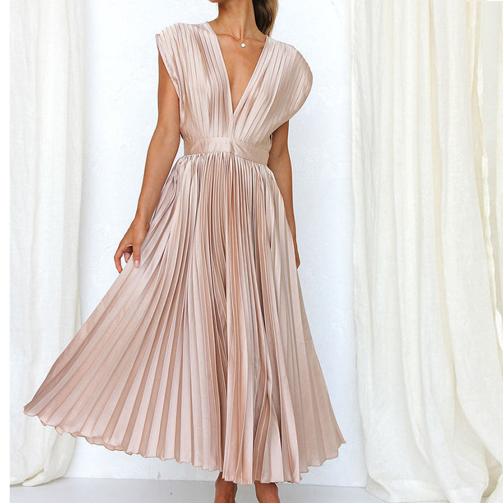 Robe élégante à col en V pour femmes | Midi