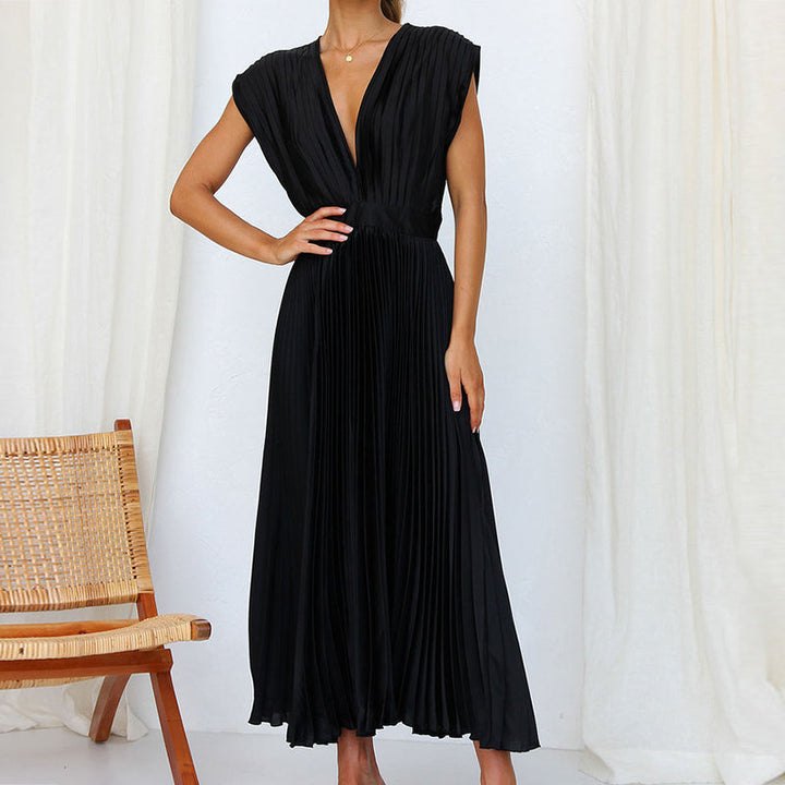 Robe élégante à col en V pour femmes | Midi